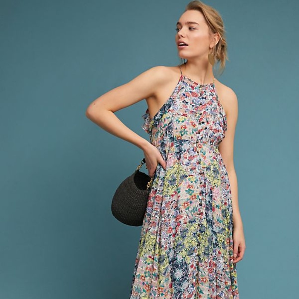Anthropologie Multicolor Floral Maxi Dress